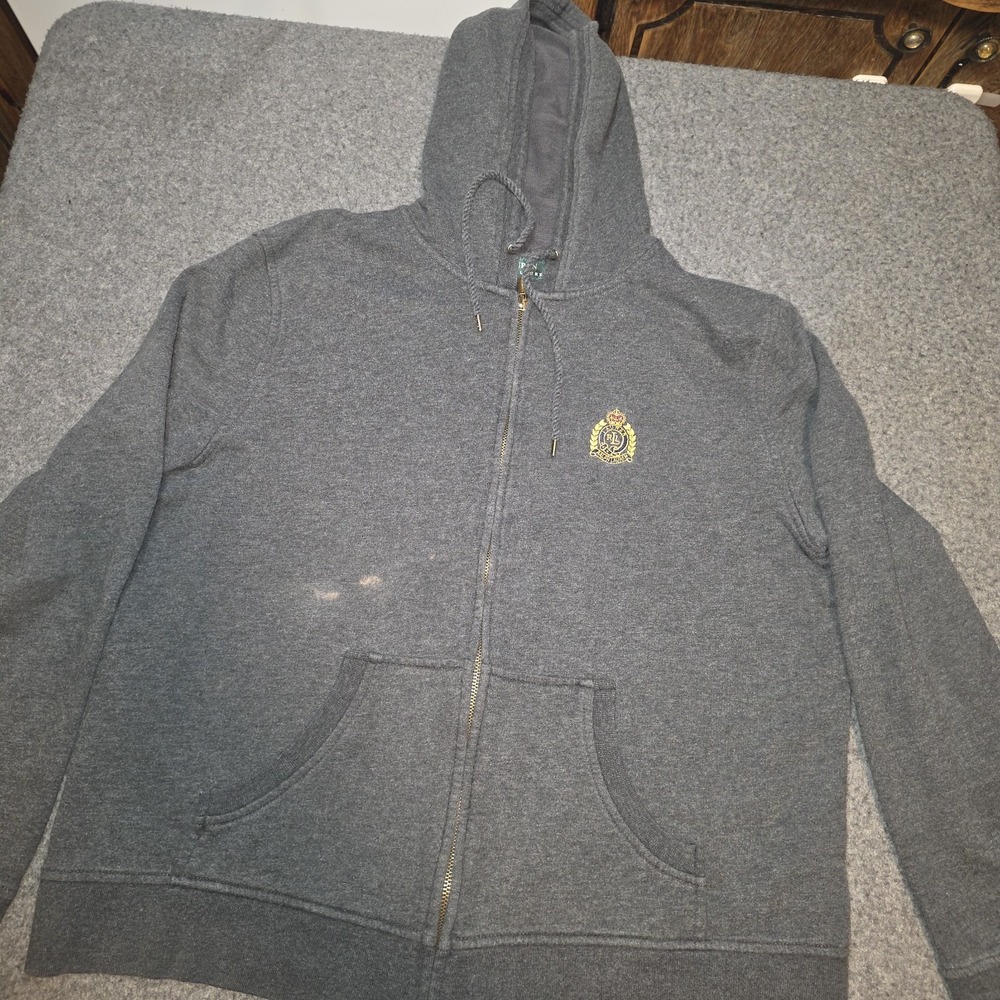 Lauren Ralph Lauren embroidered crown crest zip-up hoodie Medium E2